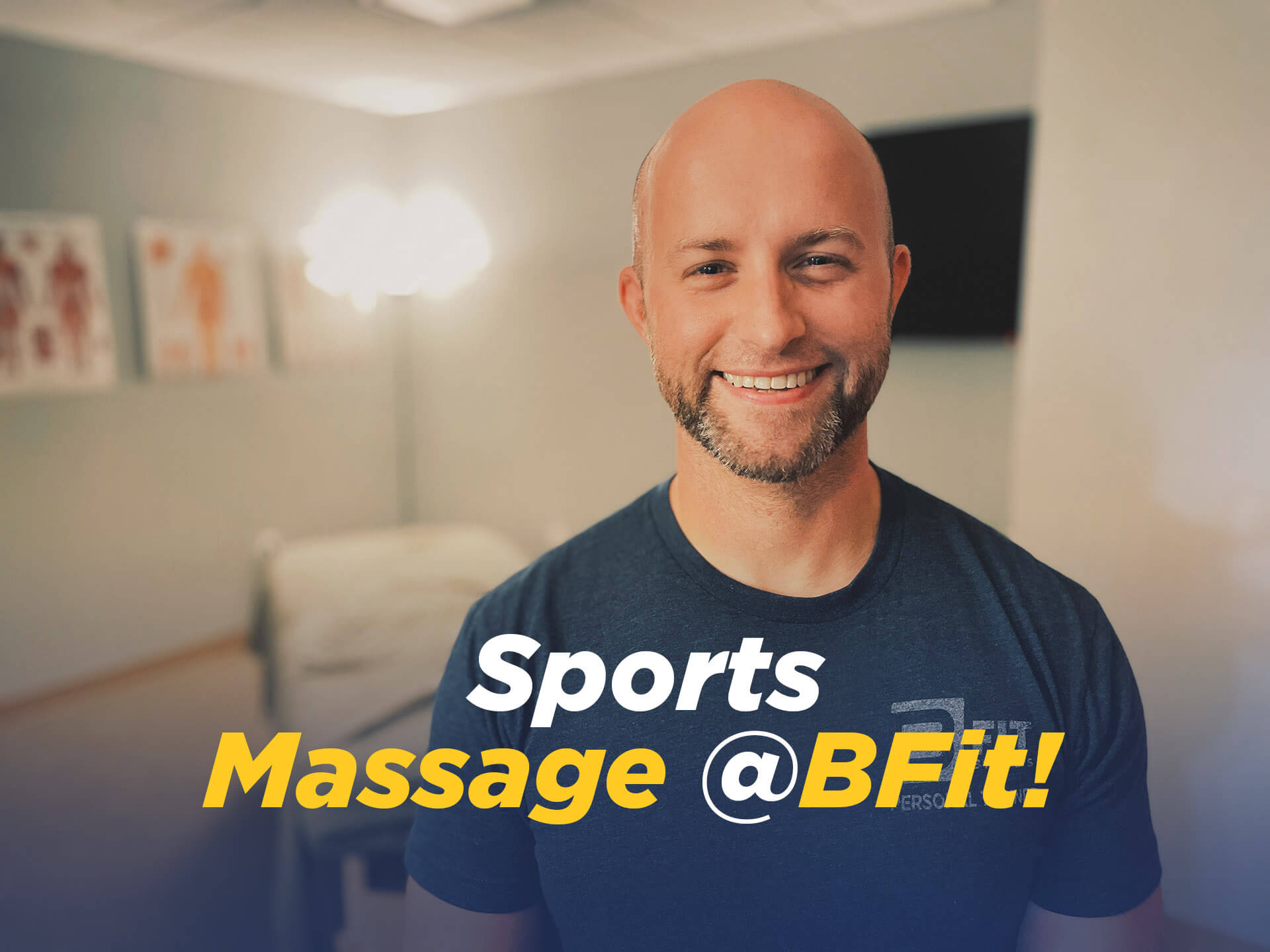 Man promoting sports massage at BFit gym