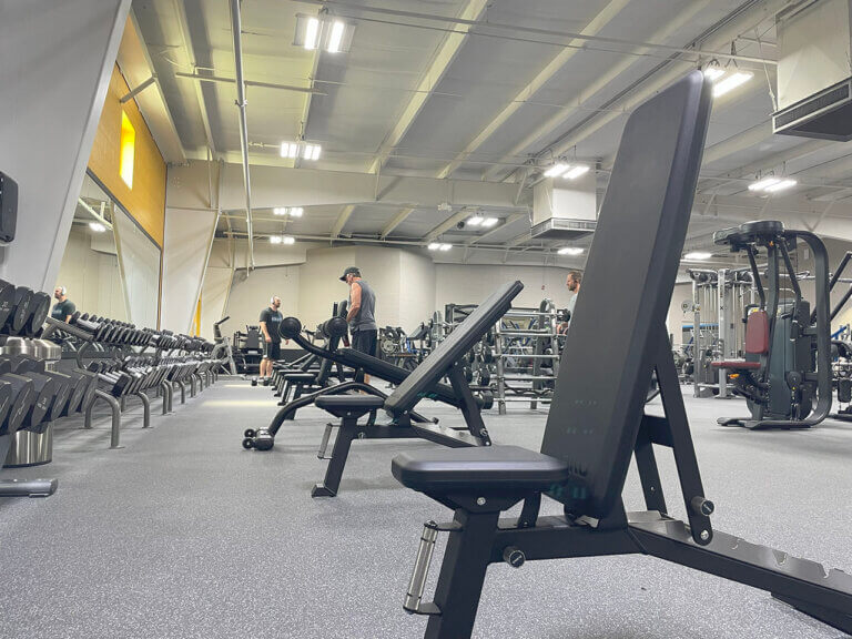 North Gym Dumbbell racks and benches - BFit Evansville